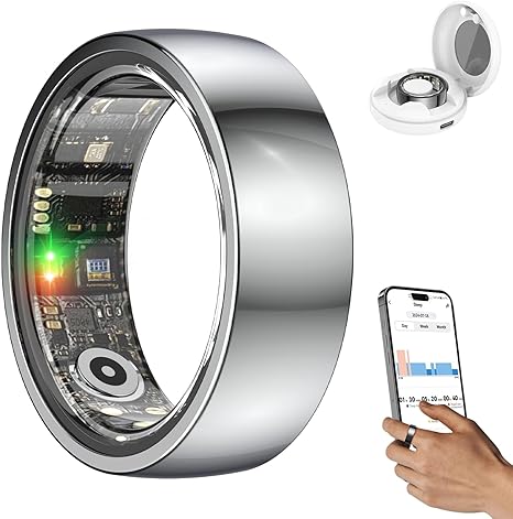 2025 Upgrade Smart Ring Health Tracker for Men Women - IP68 Waterproof Fitness Ring with Sleep Tracker/Heart Rate/Blood Oxygen/Steps/Distance/Calories, Air Shutter, Charging Case up to 7-Day